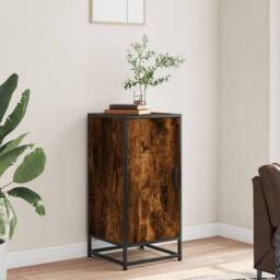 Berkfield Home Sideboard Smoked Oak 35.5x35x76 cm Engineered Wood & Metal in Brown - thumbnail 1
