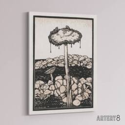 "Artery8 Dripping Mushroom Painting Canvas Wall Art Print Julie de Graag in Beige - Size: W18"" x H24""" - thumbnail 2