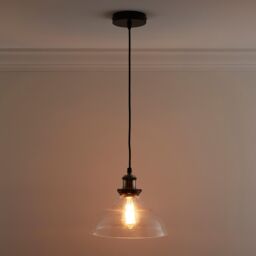 K LIVING Jack One Light Hanging Clear Glass Ceiling Pendant with Filament Bulb - thumbnail 3