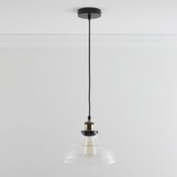 K LIVING Jack One Light Hanging Clear Glass Ceiling Pendant with Filament Bulb - thumbnail 1