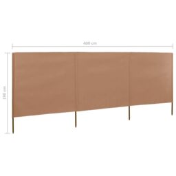 Berkfield Home 3-panel Wind Screen Fabric 400x160 cm Taupe in Beige - thumbnail 6