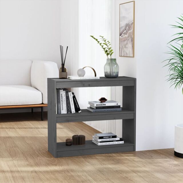 Berkfield Home Book Cabinet/Room Divider Grey 80x30x71.5 cm Solid Wood Pine - image 1