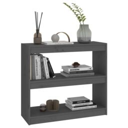 Berkfield Home Book Cabinet/Room Divider Grey 80x30x71.5 cm Solid Wood Pine - thumbnail 4