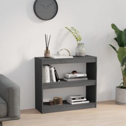 Berkfield Home Book Cabinet/Room Divider Grey 80x30x71.5 cm Solid Wood Pine - thumbnail 3