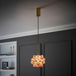 ValueLights Reine Glass Flower Shade Brushed Gold Thread Ceiling Pendant Light in Pale Pink - thumbnail 1