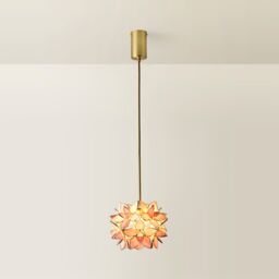 ValueLights Reine Glass Flower Shade Brushed Gold Thread Ceiling Pendant Light in Pale Pink - thumbnail 6