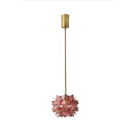 ValueLights Reine Glass Flower Shade Brushed Gold Thread Ceiling Pendant Light in Pale Pink - thumbnail 2
