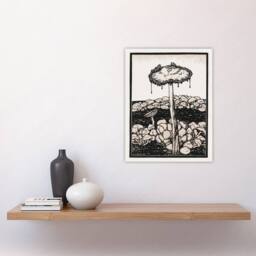"Artery8 Dripping Mushroom Painting Vintage Wall Art Print Julie de Graag in Beige - Size: W12"" x H16""" - thumbnail 4
