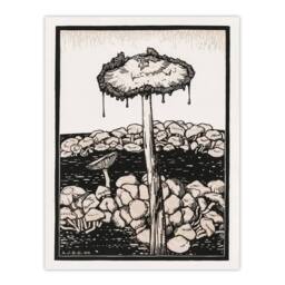 "Artery8 Dripping Mushroom Painting Vintage Wall Art Print Julie de Graag in Beige - Size: W12"" x H16""" - thumbnail 1