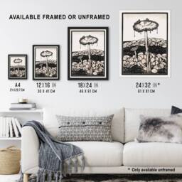 "Artery8 Dripping Mushroom Painting Vintage Wall Art Print Julie de Graag in Beige - Size: W12"" x H16""" - thumbnail 3