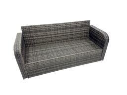Fimous Garden Rattan 3 Seater Sofa with Big Stool 2 Side Tables in Dark Grey - thumbnail 5