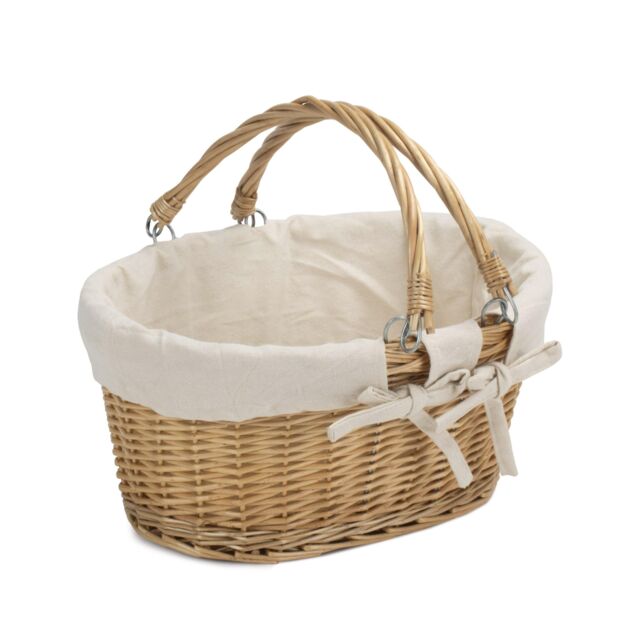 Red Hamper Cotton Lined Swing Handle Shopping Basket in Brown - image 1