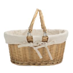 Red Hamper Cotton Lined Swing Handle Shopping Basket in Brown - thumbnail 3