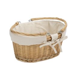 Red Hamper Cotton Lined Swing Handle Shopping Basket in Brown - thumbnail 2