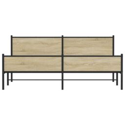 Berkfield Home Metal Bed Frame without Mattress Sonoma Oak 200x200 cm in Brown - thumbnail 5