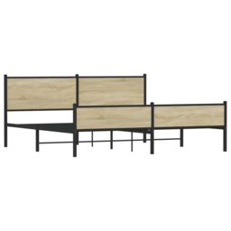 Berkfield Home Metal Bed Frame without Mattress Sonoma Oak 200x200 cm in Brown - thumbnail 4