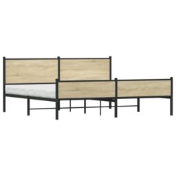 Berkfield Home Metal Bed Frame without Mattress Sonoma Oak 200x200 cm in Brown - thumbnail 3