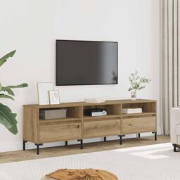 Berkfield Home TV Cabinet Artisan Oak 150x30x44.5 cm Engineered Wood in Brown - thumbnail 1