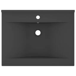 Berkfield Home Luxury Basin with Faucet Hole Matt Dark Grey 60x46 cm Ceramic - thumbnail 3