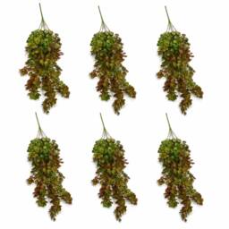 Leaf Pack of 6 x 75cm Artificial Round Foliage Plant Autumn Green Bronze - Size: 6 x 75 cm - thumbnail 1