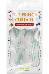 Netagon Shimmer Tinsel Curtain Christmas Snow Design 2M x 1M Green - thumbnail 2