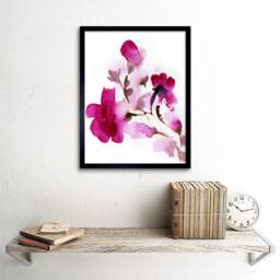 "Wee Blue Coo Pink Floral Watercolour Flowers Home Decor 12x16"" Framed Art Print - Size: W12"" x H16""" - thumbnail 2