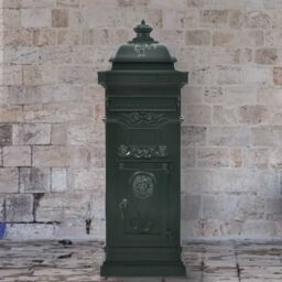 Berkfield Home Pillar Letterbox Aluminium Vintage Style Rustproof Green - thumbnail 1