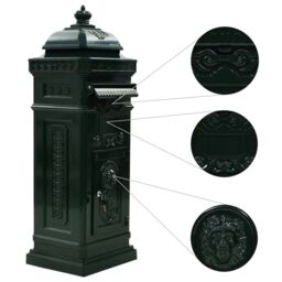 Berkfield Home Pillar Letterbox Aluminium Vintage Style Rustproof Green - thumbnail 5