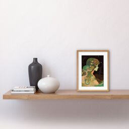 "Artery8 Wall Art Print Aurora Borealis Modern Concept Art Artwork Framed 9X7 Inch in Beige - Size: W7"" x H9""" - thumbnail 2