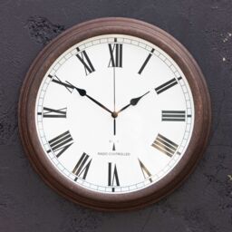 Primrose Outdoor Garden Wall Clock Perfect Time Radio Controlled 38cm in Brown - thumbnail 1