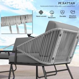 OUTSUNNY 4 Piece Rattan Garden Furniture Set with Cushions, Grey - thumbnail 5