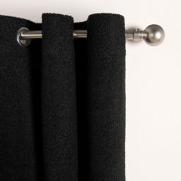 OHS Pair Of Boucle Curtains Eyelet Blackout in Black - Size: 167 cm width x 183 cm drop - thumbnail 3
