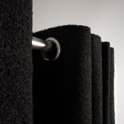 OHS Pair Of Boucle Curtains Eyelet Blackout in Black - Size: 167 cm width x 183 cm drop - thumbnail 4