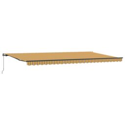 Berkfield Home Manual Retractable Awning Multicolour Stripe 600x350 cm in Yellow - thumbnail 5