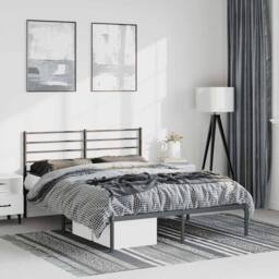 Berkfield Home Metal Bed Frame with Headboard Black 150x200 cm King Size - thumbnail 2