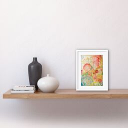 "Artery8 Wall Art Print Lace Pattern Flower Blooms Folk Art Watercolour Painting Artwork Framed 9X7 Inch in White - Size: W7"" x H9""" - thumbnail 2