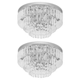 HOMCOM Set of 2 Crystal Ceiling Lights Modern Chandeliers w/ 7 E14 Fitting in Silver - thumbnail 2