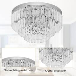 HOMCOM Set of 2 Crystal Ceiling Lights Modern Chandeliers w/ 7 E14 Fitting in Silver - thumbnail 4