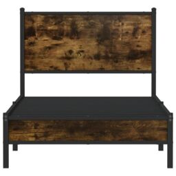 Berkfield Home Metal Bed Frame without Mattress Smoked Oak 90x190 cm Single in Brown - thumbnail 5