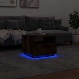 Berkfield Home Coffee Table with LED Lights Smoked Oak 50x49x40 cm in Brown - Size: 50 x 49 x 40 cm - thumbnail 5