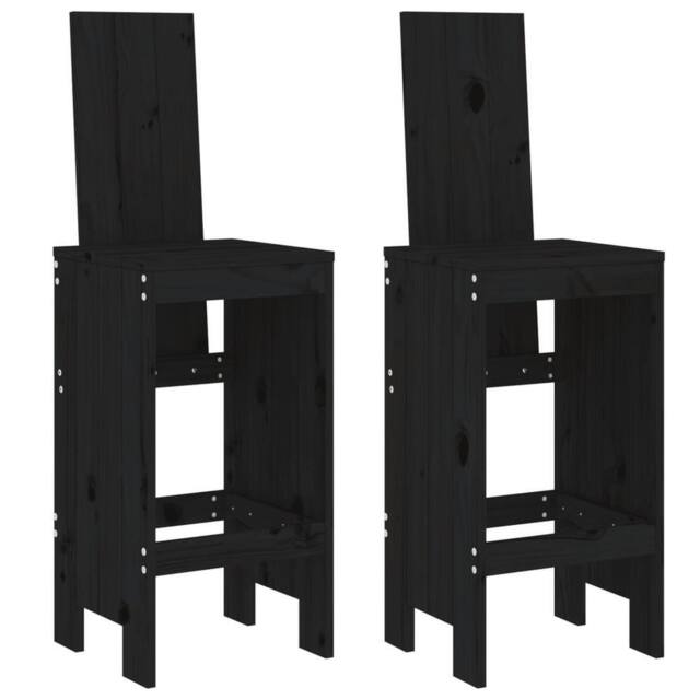 Berkfield Home Bar Stools 2 pcs Black 40x42x120 cm Solid Wood Pine - Size: 40 x 42 x 120 cm - image 1