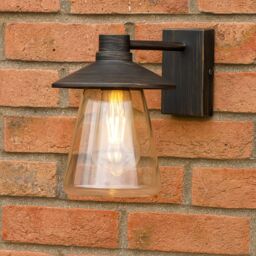 CGC Lighting Chester Antique Bronze Outdoor Wall Light Lantern with Bell Shape Clear Glass Diffuser E27 IP54 in Light Bronze - thumbnail 5