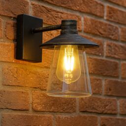 CGC Lighting Chester Antique Bronze Outdoor Wall Light Lantern with Bell Shape Clear Glass Diffuser E27 IP54 in Light Bronze - thumbnail 2