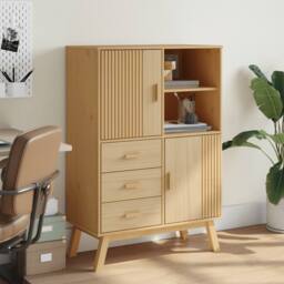 Berkfield Home Highboard OLDEN Brown 85x43x125 cm Solid Wood Pine in Natural - Size: 85 x 43 x 125 cm - thumbnail 3