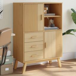 Berkfield Home Highboard OLDEN Brown 85x43x125 cm Solid Wood Pine in Natural - Size: 85 x 43 x 125 cm