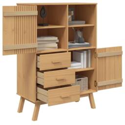 Berkfield Home Highboard OLDEN Brown 85x43x125 cm Solid Wood Pine in Natural - Size: 85 x 43 x 125 cm - thumbnail 5