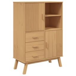 Berkfield Home Highboard OLDEN Brown 85x43x125 cm Solid Wood Pine in Natural - Size: 85 x 43 x 125 cm - thumbnail 2