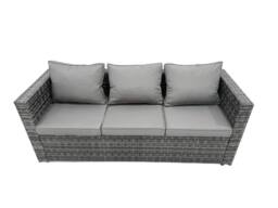Fimous Rattan Dining Table Sofa Set with 2 Side Tables 3 Footstools Outdoor in Dark Grey - thumbnail 4