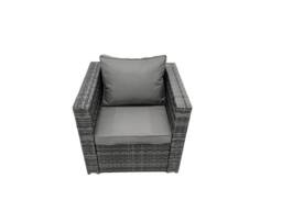Fimous Rattan Dining Table Sofa Set with 2 Side Tables 3 Footstools Outdoor in Dark Grey - thumbnail 6