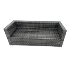 Fimous Rattan Dining Table Sofa Set with 2 Side Tables 3 Footstools Outdoor in Dark Grey - thumbnail 5